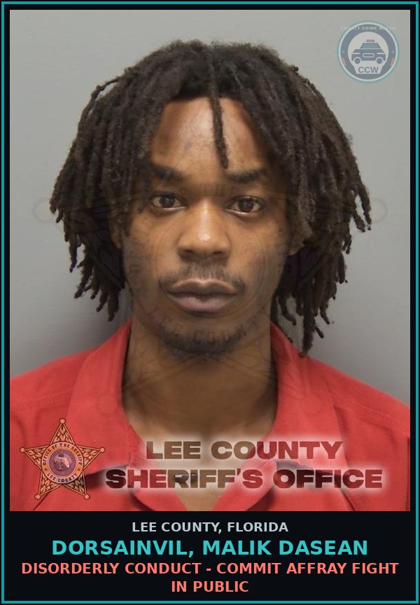Booking mugshot of DORSAINVIL, MALIK DASEAN in Lee County