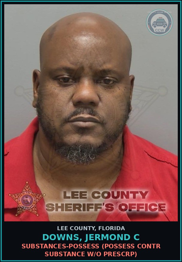 Booking mugshot of DOWNS, JERMOND C in Lee County