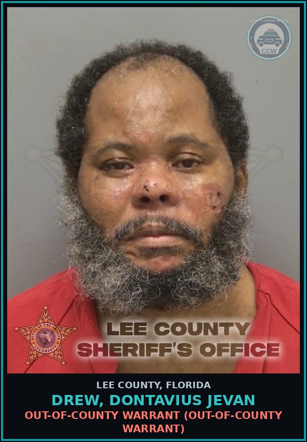 Booking mugshot of DREW, DONTAVIUS JEVAN in Lee County