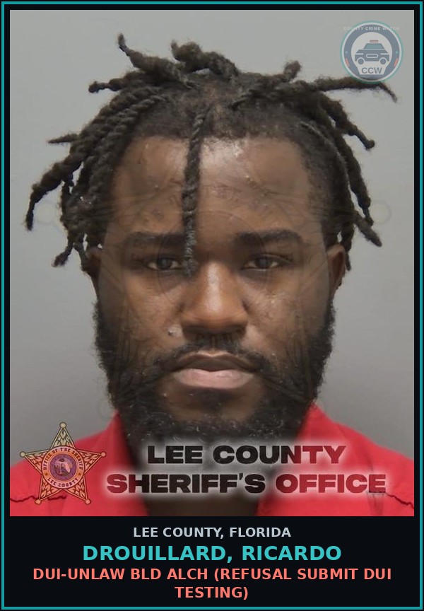 Booking mugshot of DROUILLARD, RICARDO in Lee County