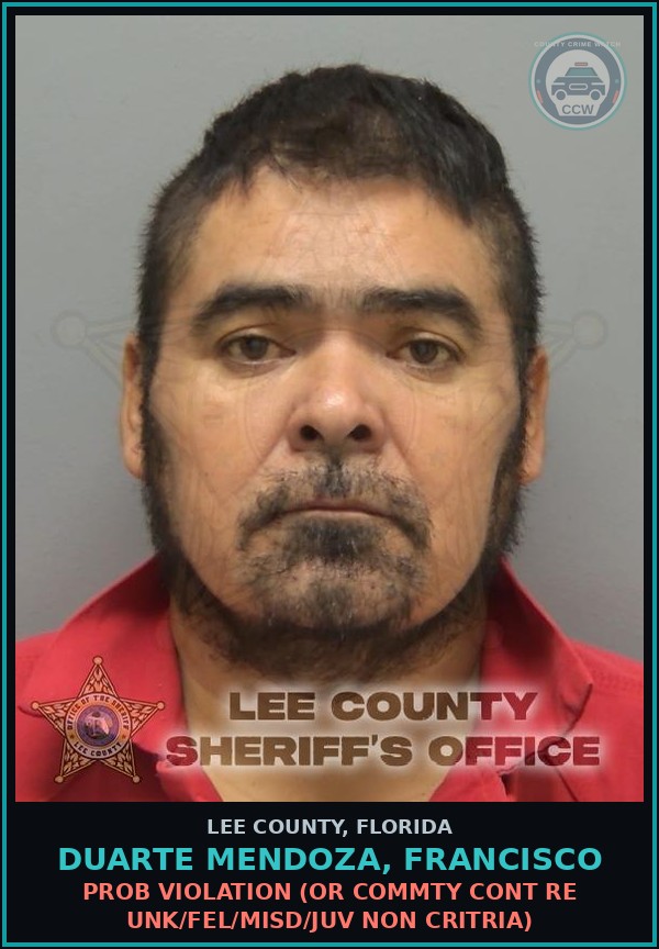 Booking mugshot of DUARTE MENDOZA, FRANCISCO in Lee County