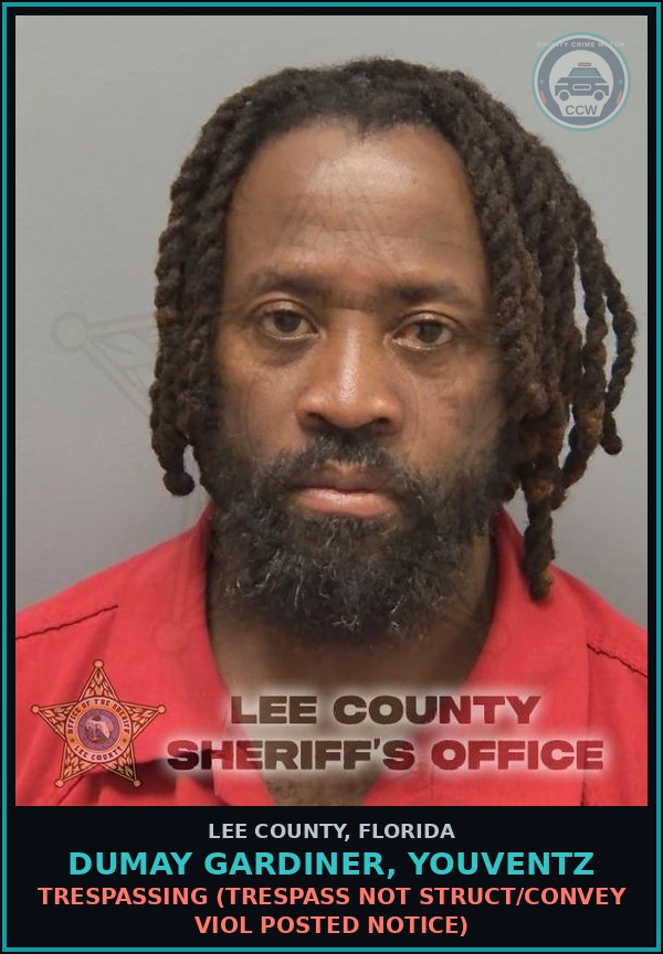 Booking mugshot of DUMAY GARDINER, YOUVENTZ in Lee County
