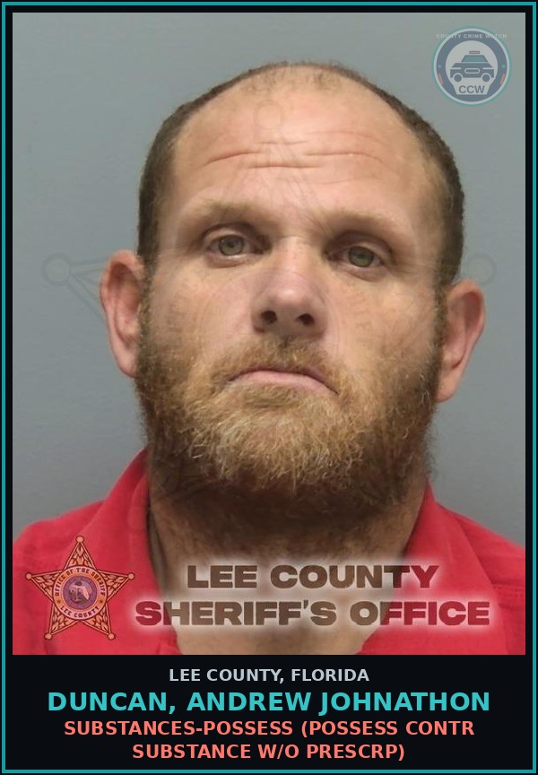 Booking mugshot of DUNCAN, ANDREW JOHNATHON in Lee County