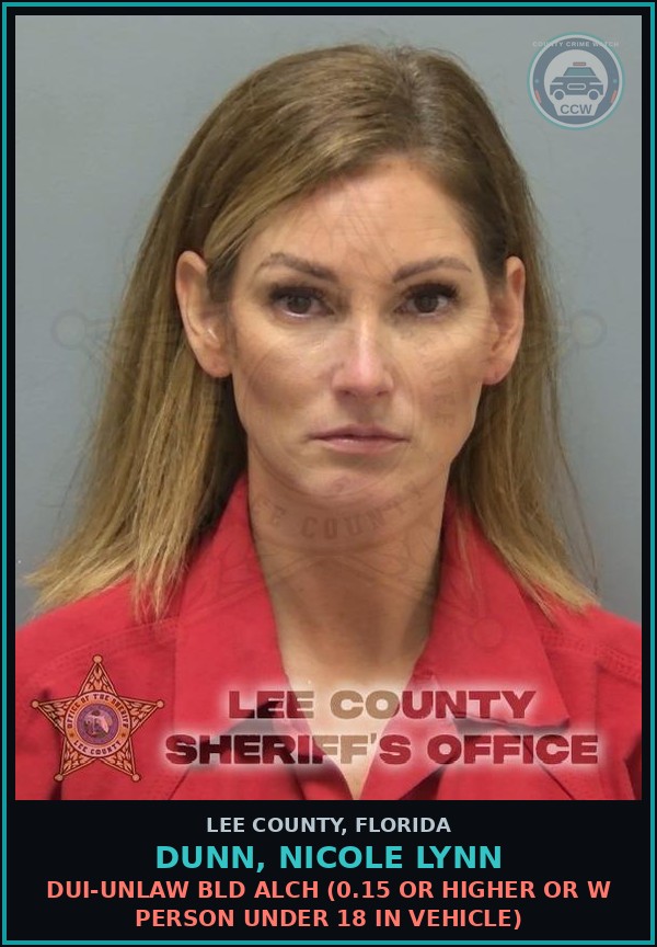 Booking mugshot of DUNN, NICOLE LYNN in Lee County