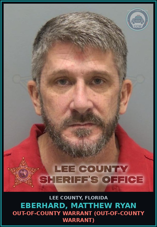 Booking mugshot of EBERHARD, MATTHEW RYAN in Lee County