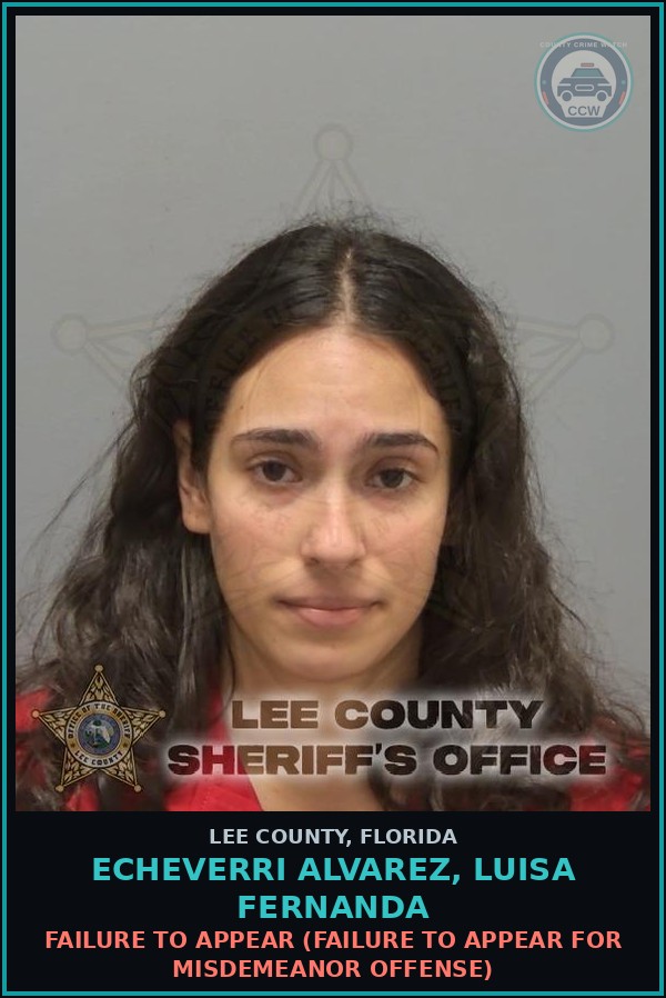 Booking mugshot of ECHEVERRI ALVAREZ, LUISA FERNANDA in Lee County