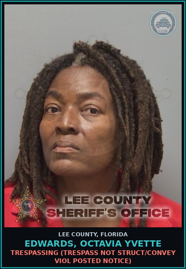 Booking mugshot of EDWARDS, OCTAVIA YVETTE in Lee County