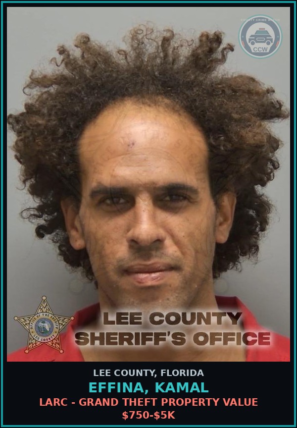 Booking mugshot of EFFINA, KAMAL in Lee County