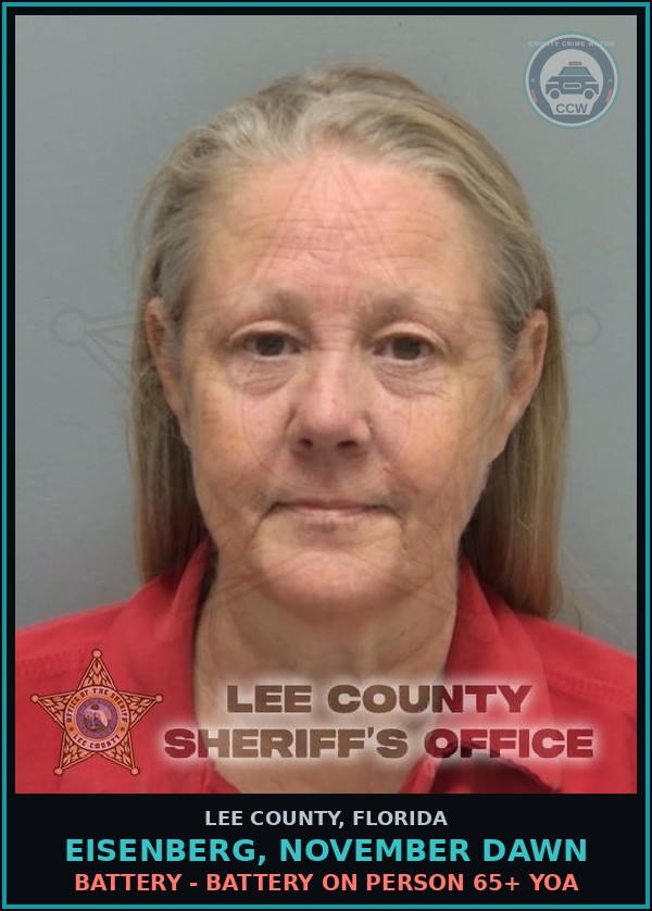 Booking mugshot of EISENBERG, NOVEMBER DAWN in Lee County