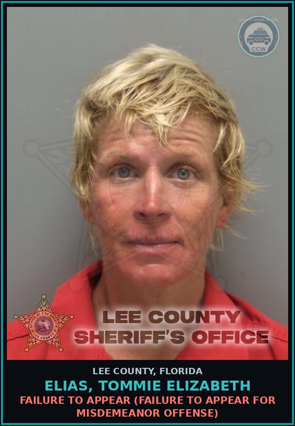 Booking mugshot of ELIAS, TOMMIE ELIZABETH in Lee County