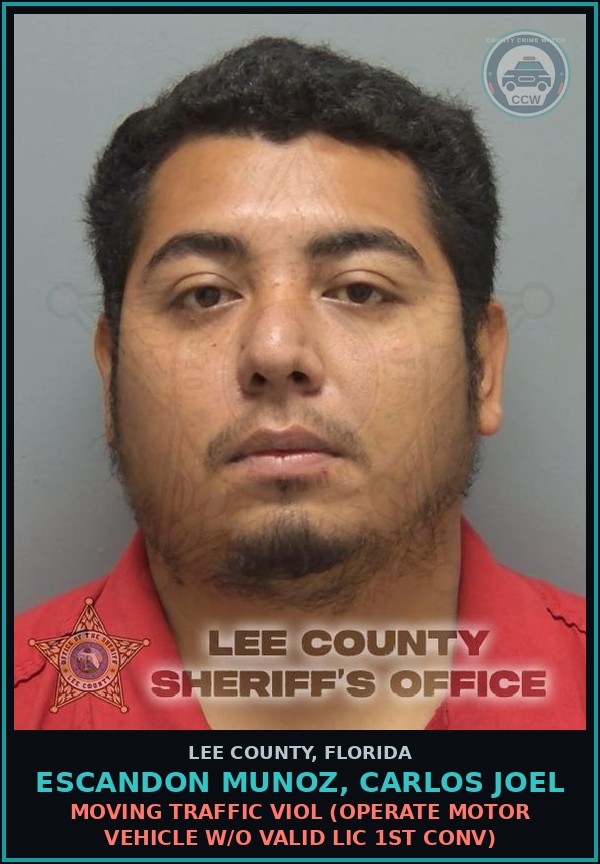 Booking mugshot of ESCANDON MUNOZ, CARLOS JOEL in Lee County