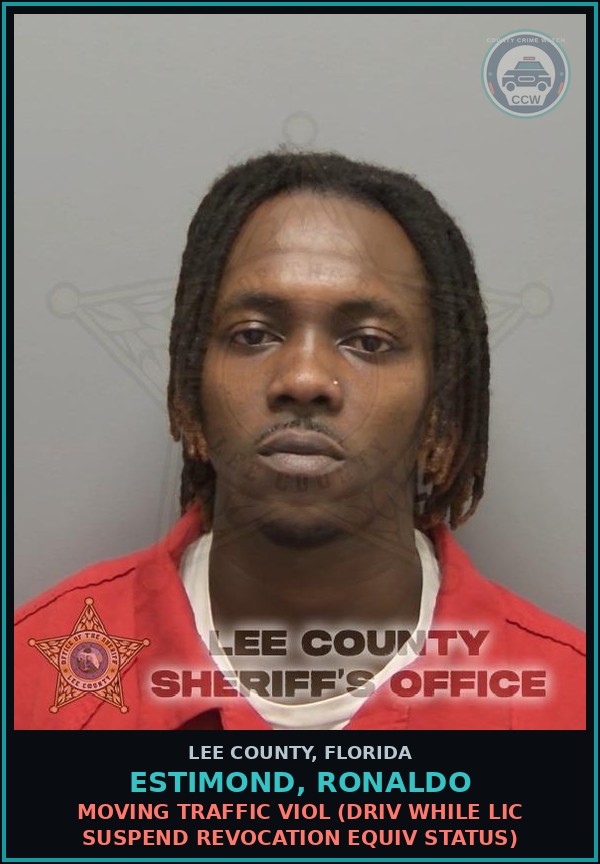 Booking mugshot of ESTIMOND, RONALDO in Lee County