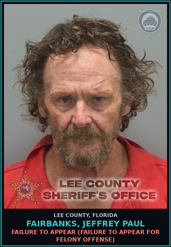 Booking mugshot of FAIRBANKS, JEFFREY PAUL in Lee County