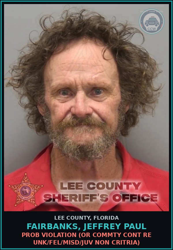Booking mugshot of FAIRBANKS, JEFFREY PAUL in Lee County