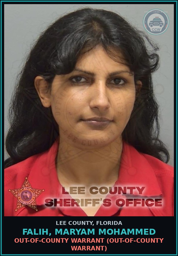 Booking mugshot of FALIH, MARYAM MOHAMMED in Lee County