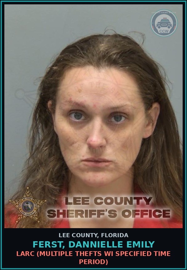 Booking mugshot of FERST, DANNIELLE EMILY in Lee County