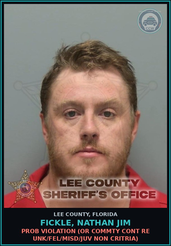 Booking mugshot of FICKLE, NATHAN JIM in Lee County