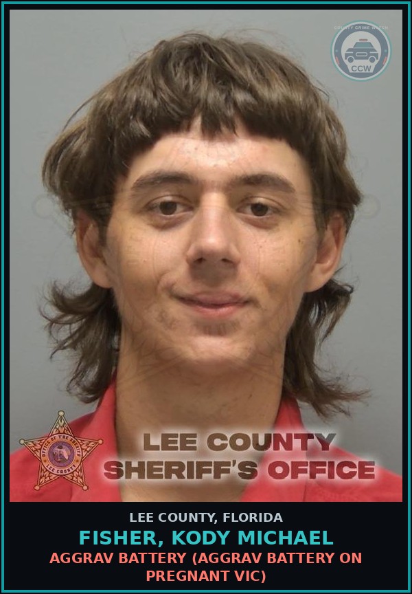 Booking mugshot of FISHER, KODY MICHAEL in Lee County