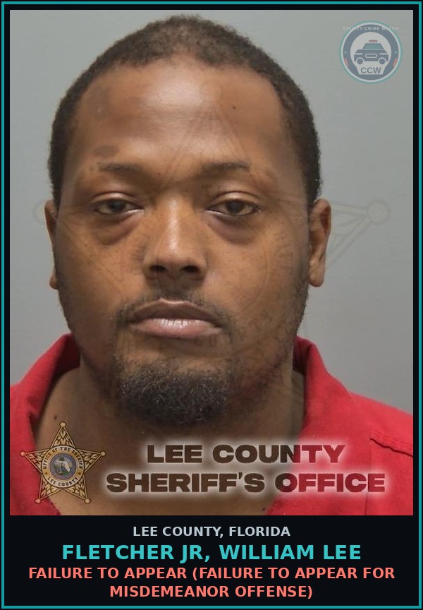 Booking mugshot of FLETCHER JR, WILLIAM LEE in Lee County
