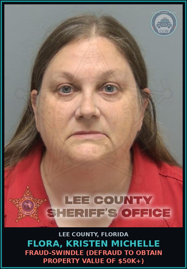Booking mugshot of FLORA, KRISTEN MICHELLE in Lee County