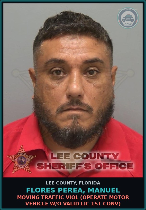 Booking mugshot of FLORES PEREA, MANUEL in Lee County