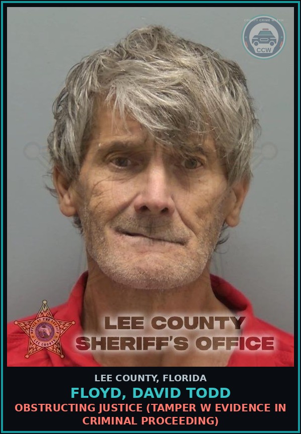 Booking mugshot of FLOYD, DAVID TODD in Lee County