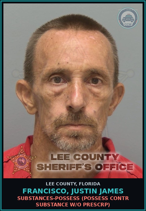 Booking mugshot of FRANCISCO, JUSTIN JAMES in Lee County