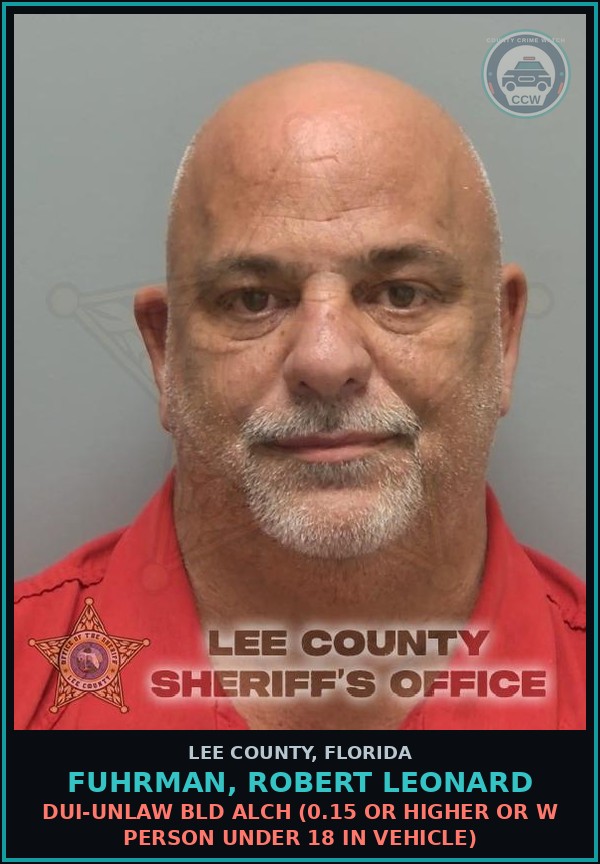 Booking mugshot of FUHRMAN, ROBERT LEONARD in Lee County
