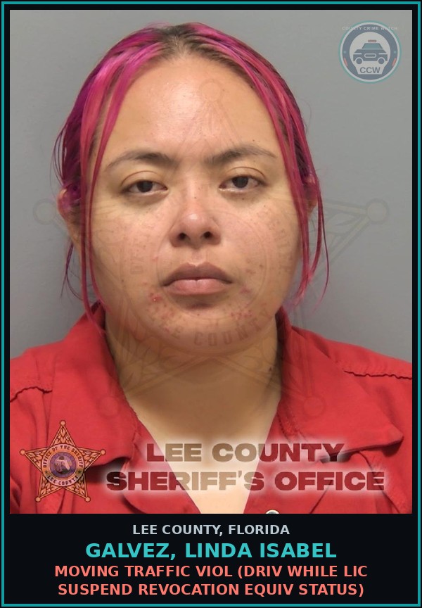 Booking mugshot of GALVEZ, LINDA ISABEL in Lee County