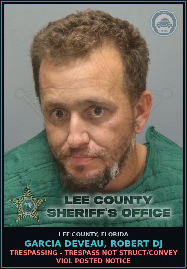 Booking mugshot of GARCIA DEVEAU, ROBERT DJ in Lee County