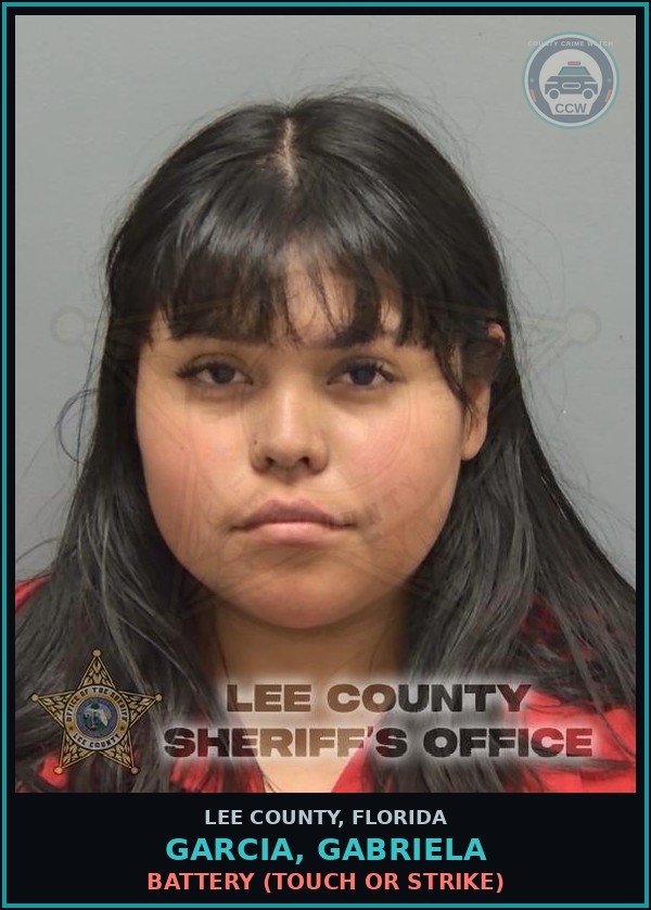 Booking mugshot of GARCIA, GABRIELA in Lee County