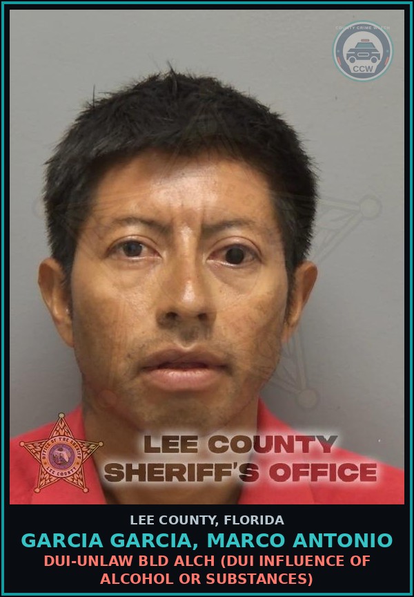 Booking mugshot of GARCIA GARCIA, MARCO ANTONIO in Lee County
