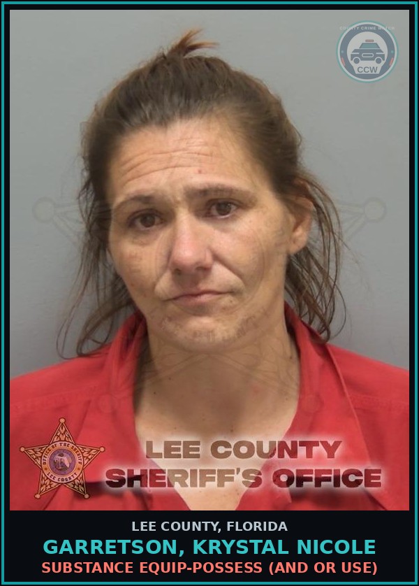 Booking mugshot of GARRETSON, KRYSTAL NICOLE in Lee County