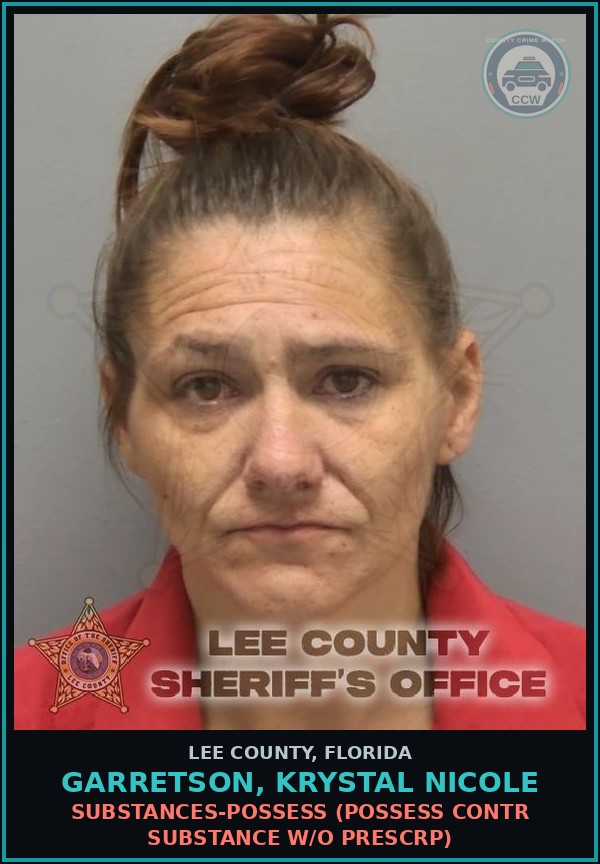 Booking mugshot of GARRETSON, KRYSTAL NICOLE in Lee County