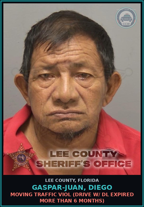 Booking mugshot of GASPAR-JUAN, DIEGO in Lee County