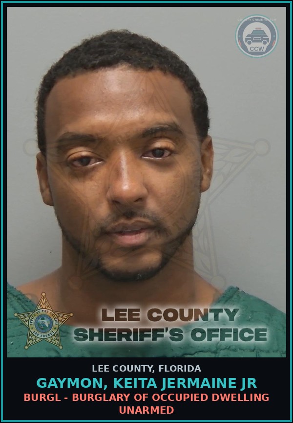 Booking mugshot of GAYMON, KEITA JERMAINE JR in Lee County