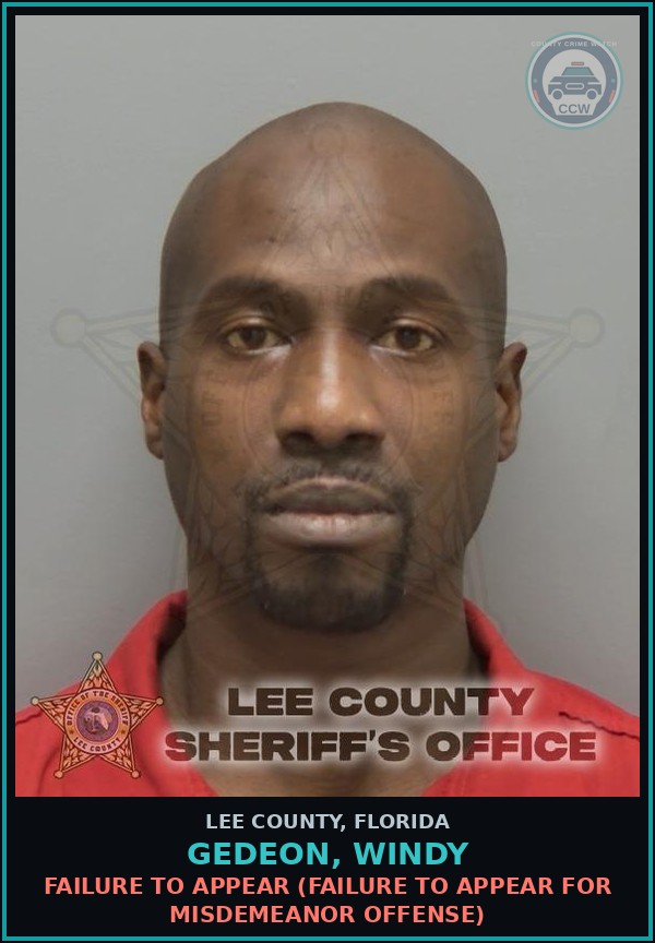 Booking mugshot of GEDEON, WINDY in Lee County