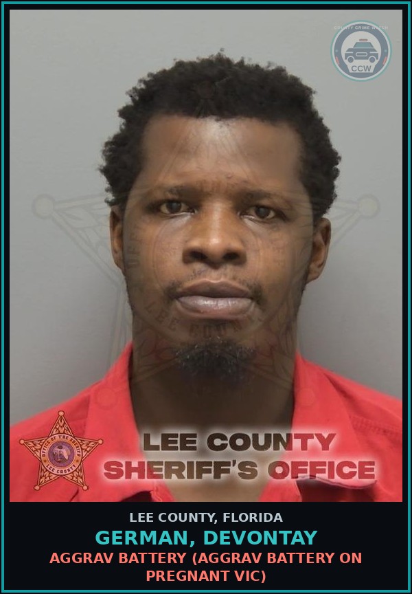 Booking mugshot of GERMAN, DEVONTAY in Lee County