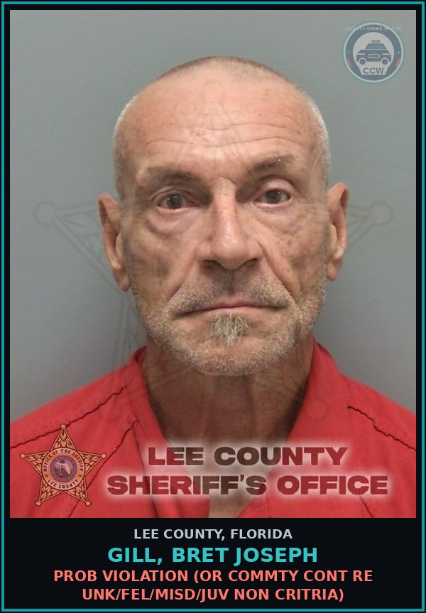 Booking mugshot of GILL, BRET JOSEPH in Lee County