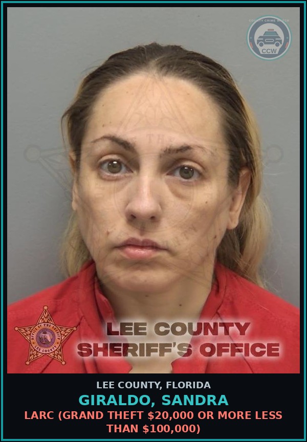 Booking mugshot of GIRALDO, SANDRA in Lee County