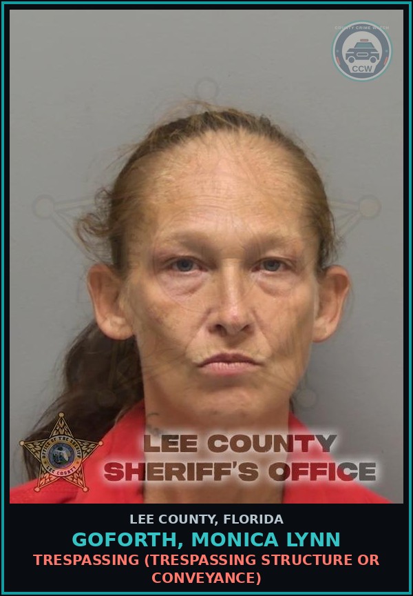 Booking mugshot of GOFORTH, MONICA LYNN in Lee County