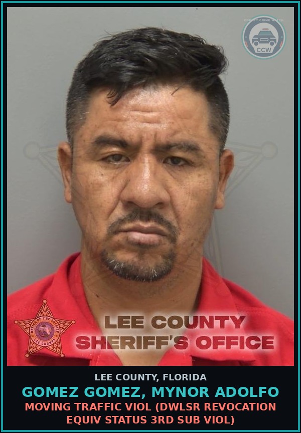Booking mugshot of GOMEZ GOMEZ, MYNOR ADOLFO in Lee County