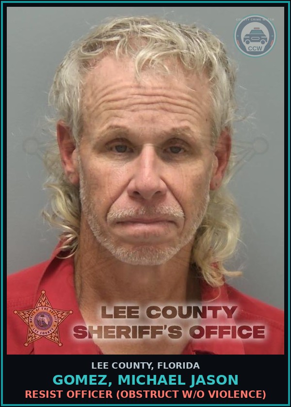 Booking mugshot of GOMEZ, MICHAEL JASON in Lee County