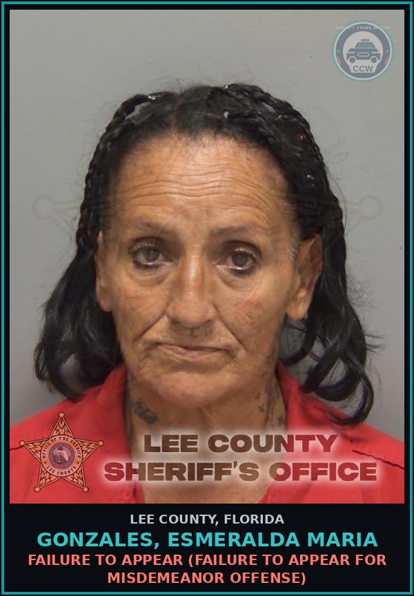 Booking mugshot of GONZALES, ESMERALDA MARIA in Lee County
