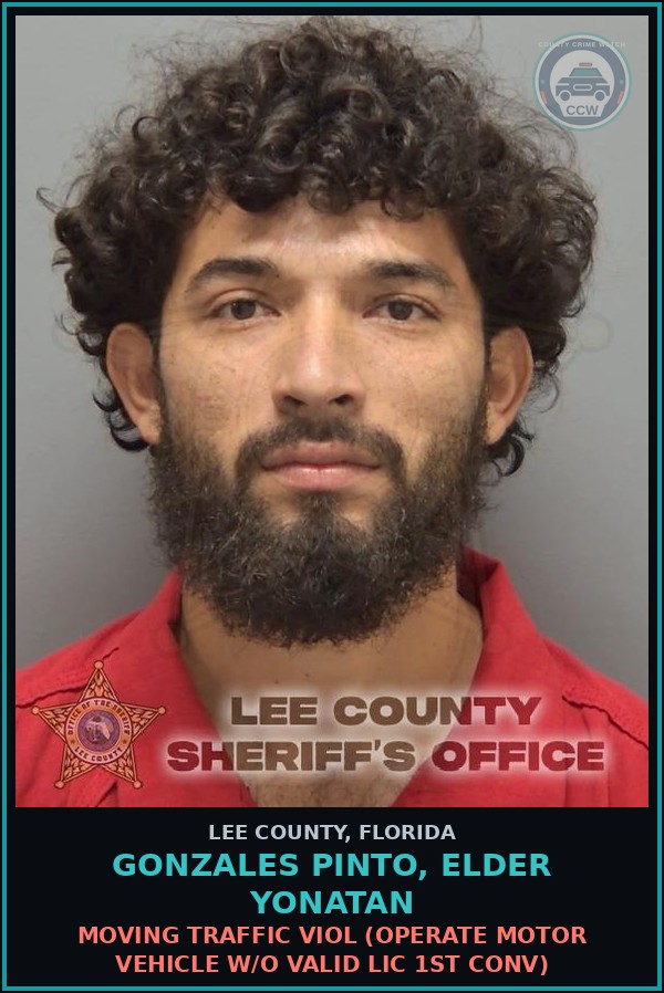 Booking mugshot of GONZALES PINTO, ELDER YONATAN in Lee County