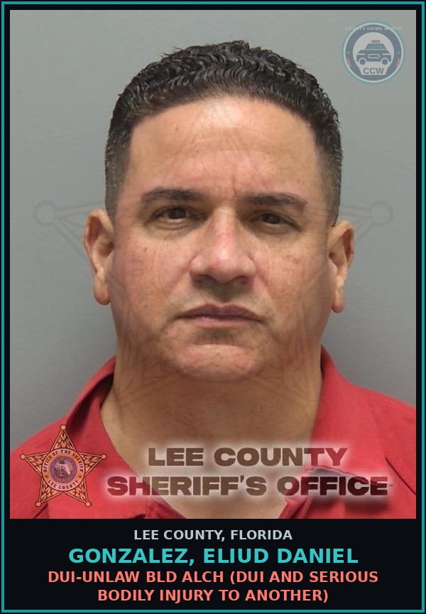 Booking mugshot of GONZALEZ, ELIUD DANIEL in Lee County