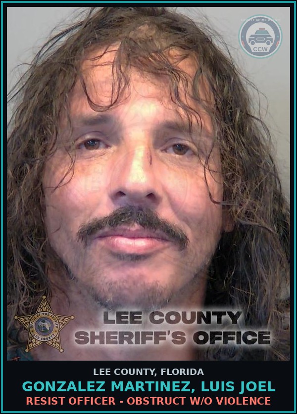 Booking mugshot of GONZALEZ MARTINEZ, LUIS JOEL in Lee County