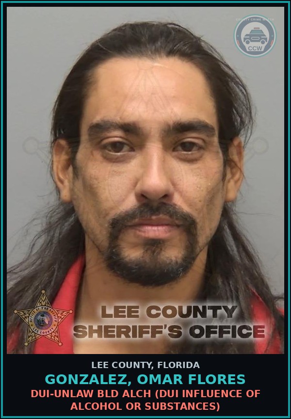 Booking mugshot of GONZALEZ, OMAR FLORES in Lee County