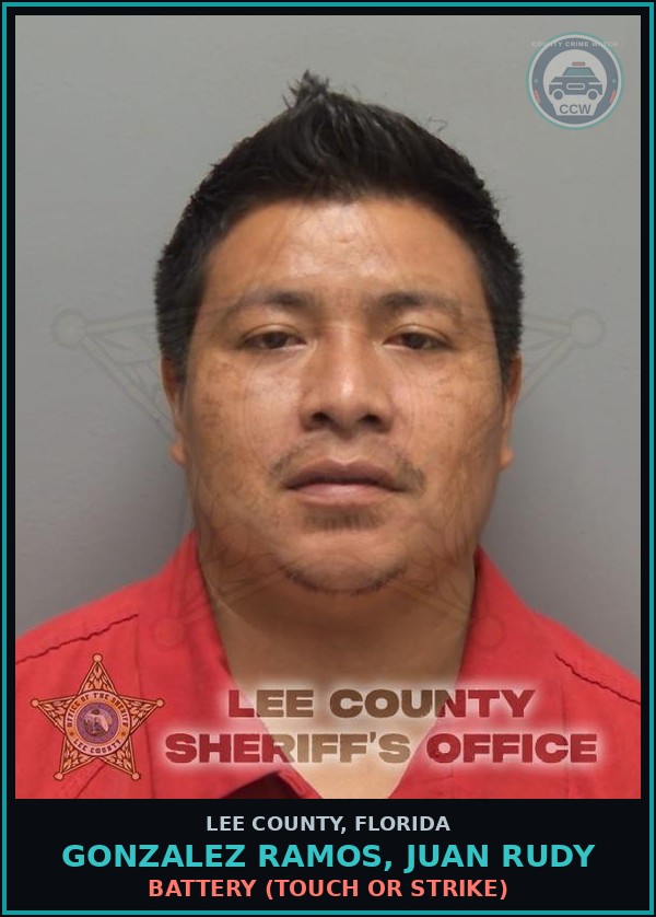 Booking mugshot of GONZALEZ RAMOS, JUAN RUDY in Lee County