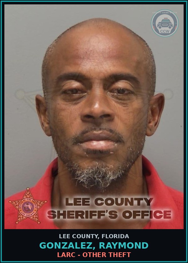 Booking mugshot of GONZALEZ, RAYMOND in Lee County
